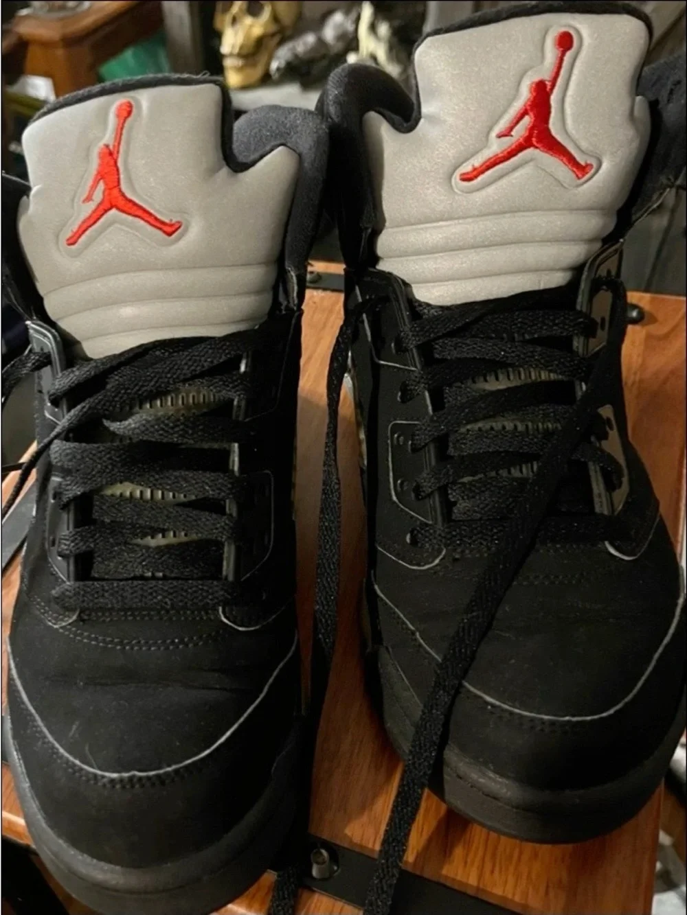 Jordan Black High-Top Sneakers with White Jumpman and Red Air Jordan Tag